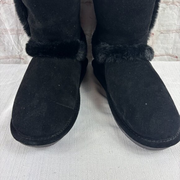 Bearpaw Women's 9 Black Suede Faux Fur Insulated Ashleigh Winter Boots - Picture 6 of 11